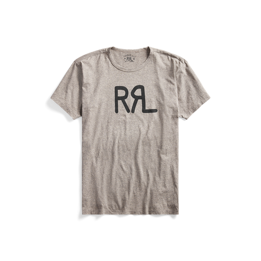 RRL - Short-Sleeve Ranch Brand Logo Cotton Jersey Crewneck Tee Shirt in Heather Grey.