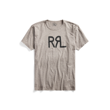 Load image into Gallery viewer, RRL - Short-Sleeve Ranch Brand Logo Cotton Jersey Crewneck Tee Shirt in Heather Grey.
