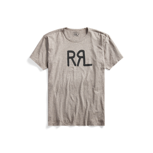 RRL - Short-Sleeve Ranch Brand Logo Cotton Jersey Crewneck Tee Shirt in Heather Grey.