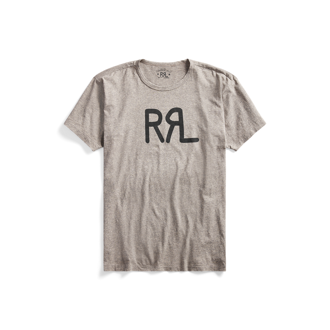 RRL - Short-Sleeve Ranch Brand Logo Cotton Jersey Crewneck Tee Shirt in Heather Grey.