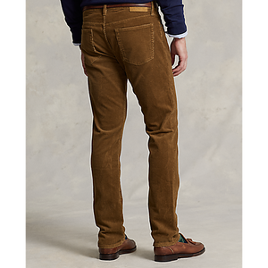 Model wearing Polo Ralph Lauren - Varick Slim Straight Stretch Corduroy 5-Pocket Pant in Sepia - back.