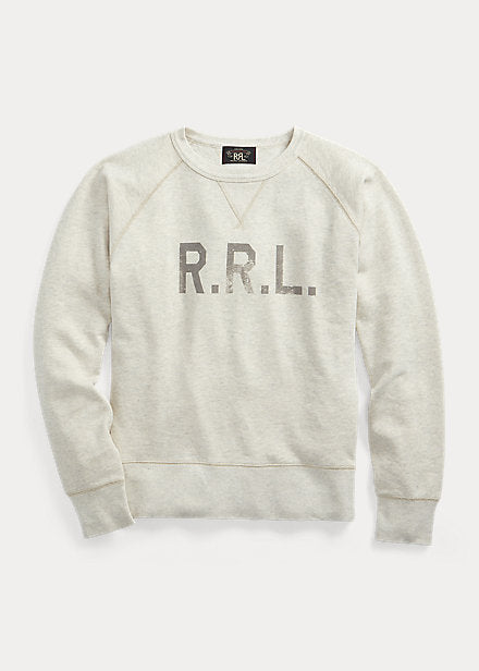 RRL - Logo Fleece Sweatshirt in Oatmeal Heather.
