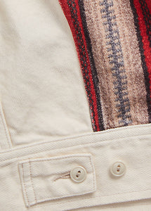 RRL - Paneled Denim Trucker Jacket in Stone Multi.