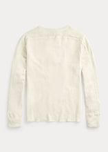 Load image into Gallery viewer, RRL - Textured Cotton Crewneck Waffle Knit Shirt in Paper White - back.

