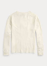 Load image into Gallery viewer, RRL - Textured Cotton Crewneck Waffle Knit Shirt in Paper White - back.
