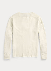 RRL - Textured Cotton Crewneck Waffle Knit Shirt in Paper White - back.