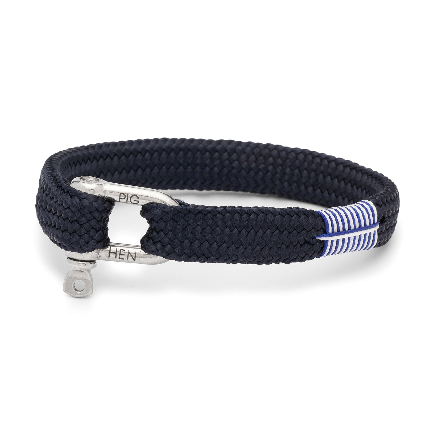 Pig & Hen Sharp Simon bracelet in navy with silver buckle.