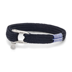 Pig & Hen Sharp Simon bracelet in navy with silver buckle.