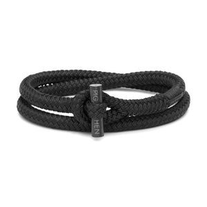 Pig & Hen Tiny Ted black with black buckle bracelet.