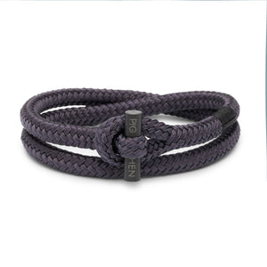 Pig & Hen Tiny Ted slate gray with black buckle bracelet.