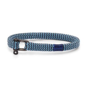 Pig & Hen Vicious Vik Bracelet in blue and slate gray with black buckle.